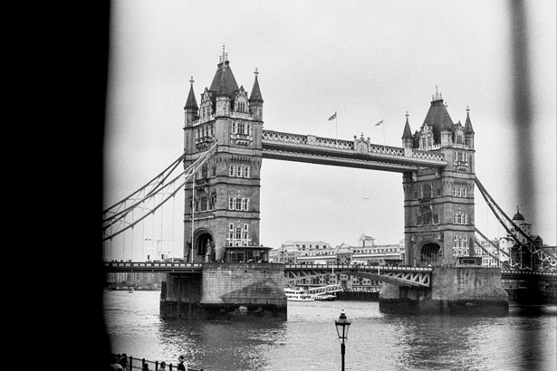 A black and white film journey through London and the English countryside.