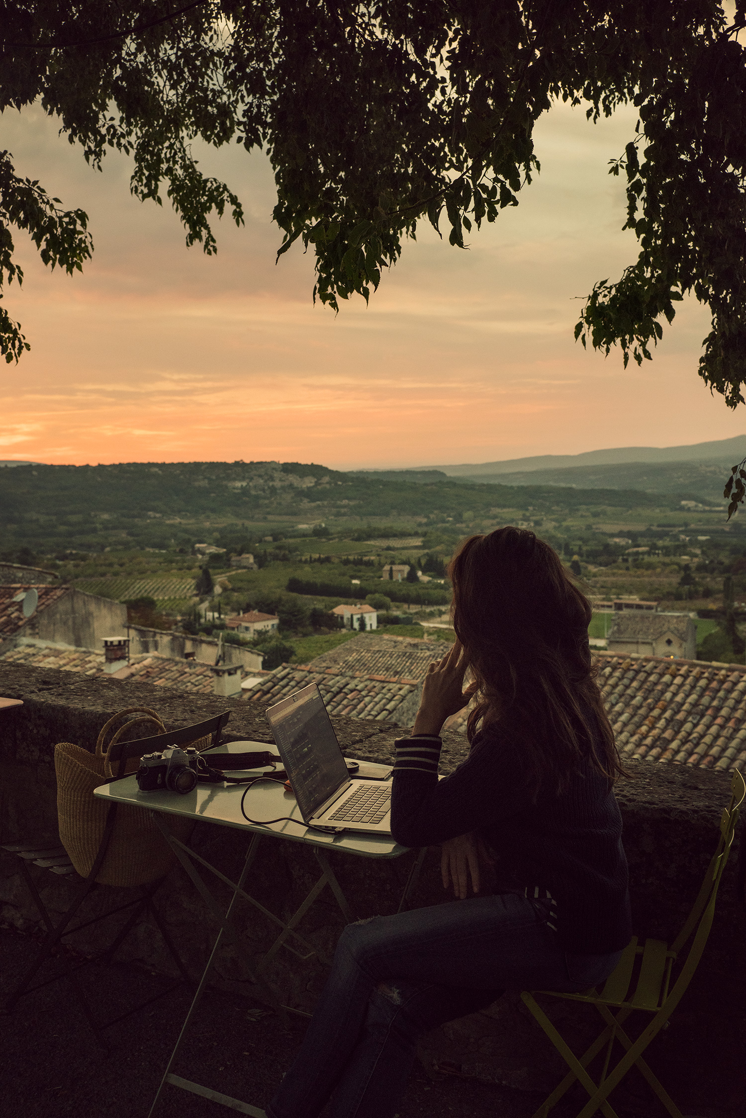 Sunset vista from the small Provencal town of Bonnieux, France